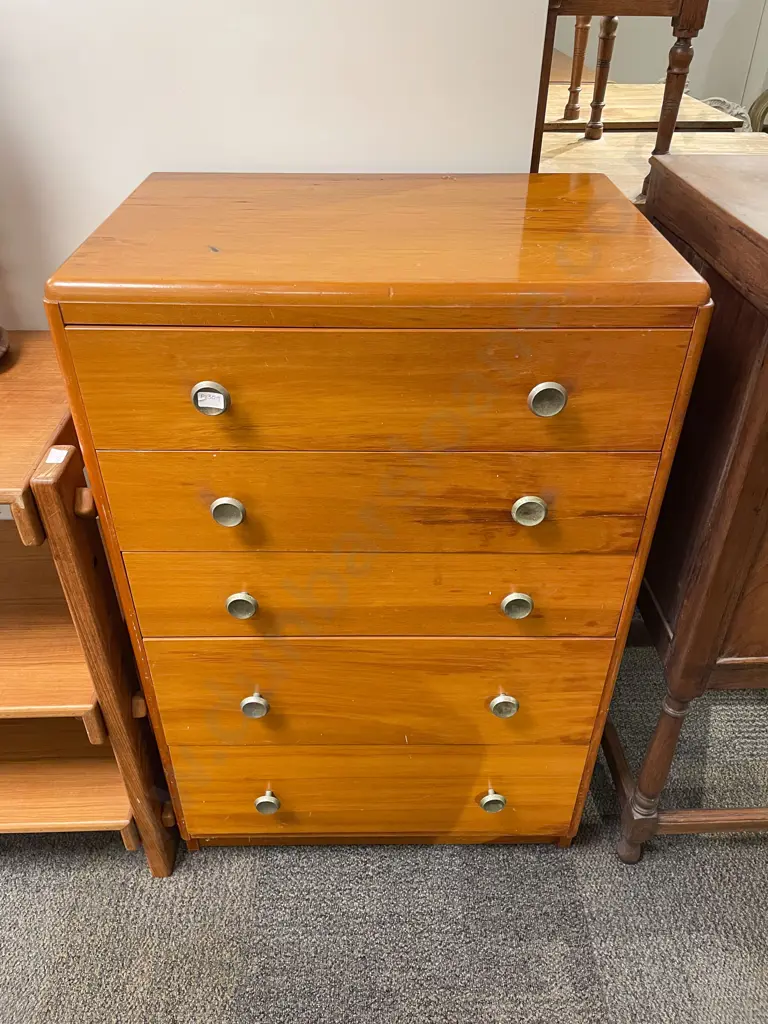 Mid Century Five Drawer Chest Image 1++