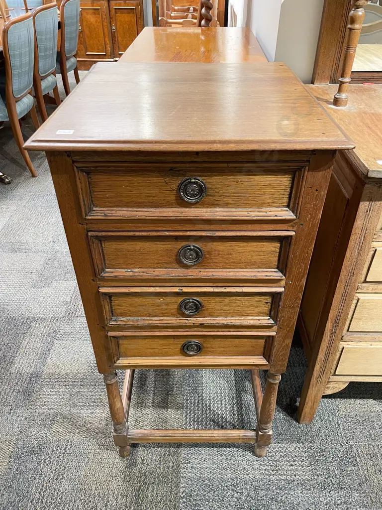 Indian Teak Slender Four Drawer Cabinet Image 1++