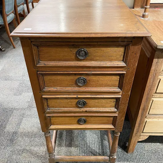 Indian Teak Slender Four Drawer Cabinet