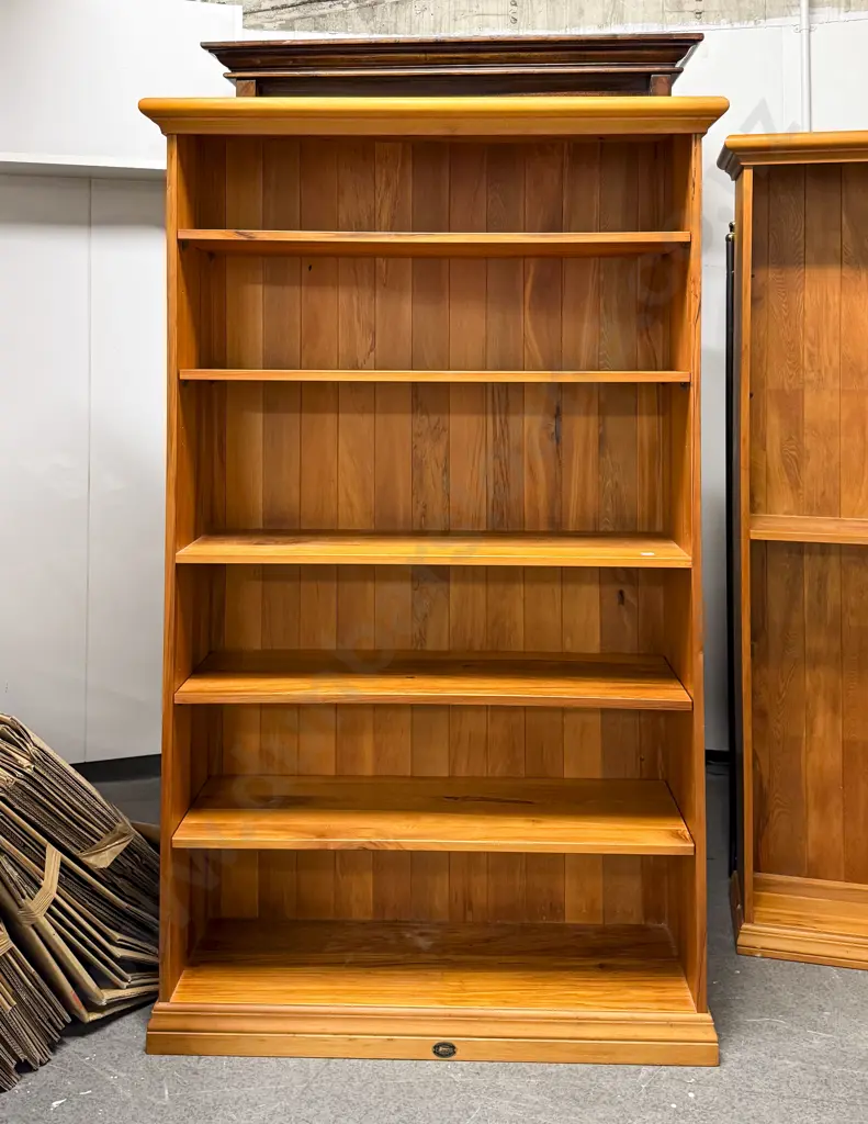 Pair Of Tall Rimu Open Bookcases Image 1++