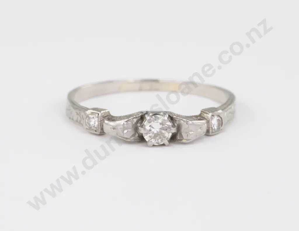 All Platinum Three Stone Diamond Ring Image 1++