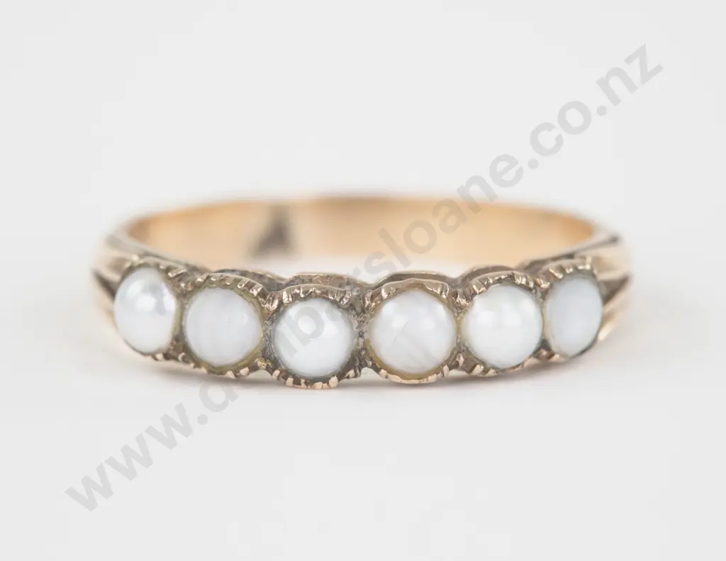9ct Six Stone Cultured Pearl Band Ring Image 1++
