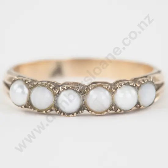 9ct Six Stone Cultured Pearl Band Ring
