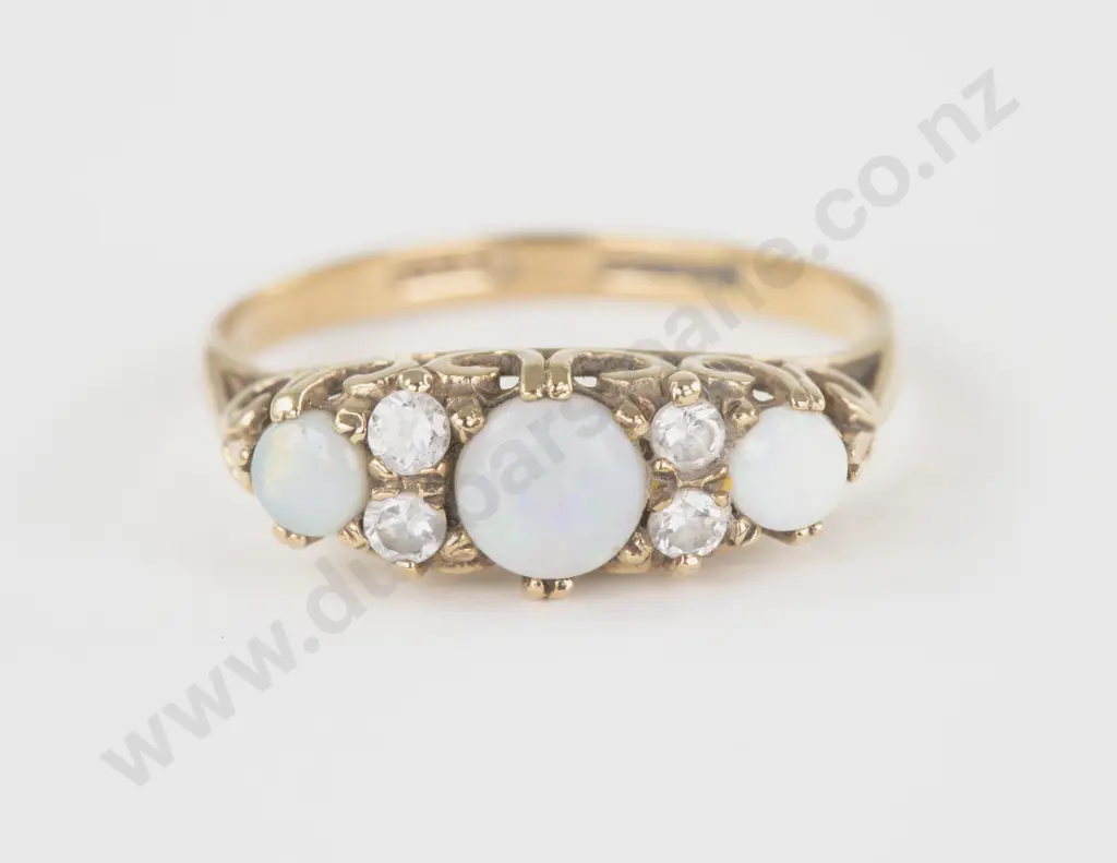 9ct Three Stone Milk Opal Bridge Ring Image 1++