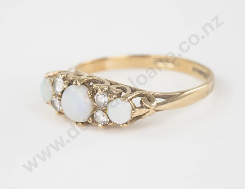 9ct Three Stone Milk Opal Bridge Ring Image 1++