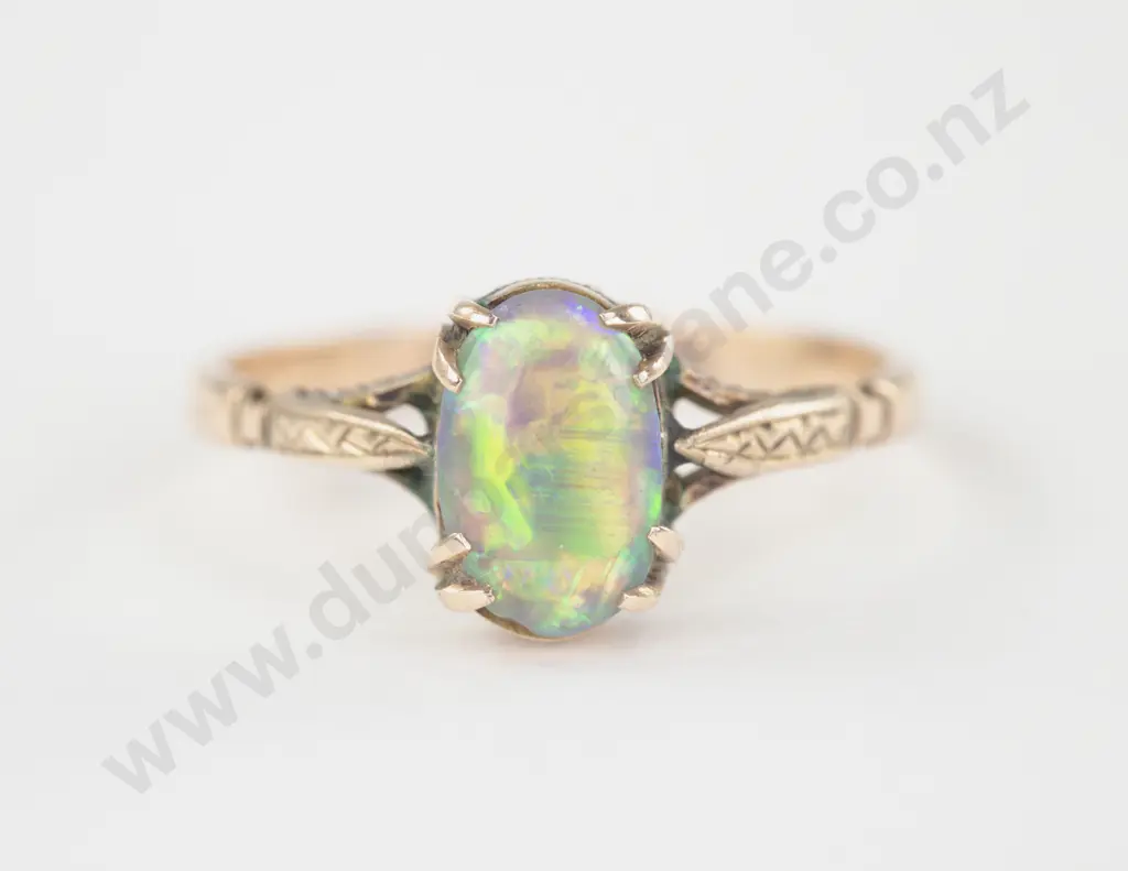 9ct Single Stone Opal Ring Image 1++