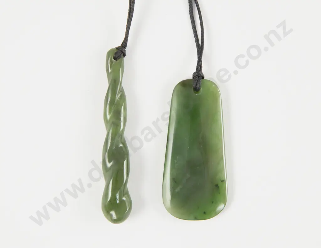 Two Modern Greenstone Pendants Image 1++