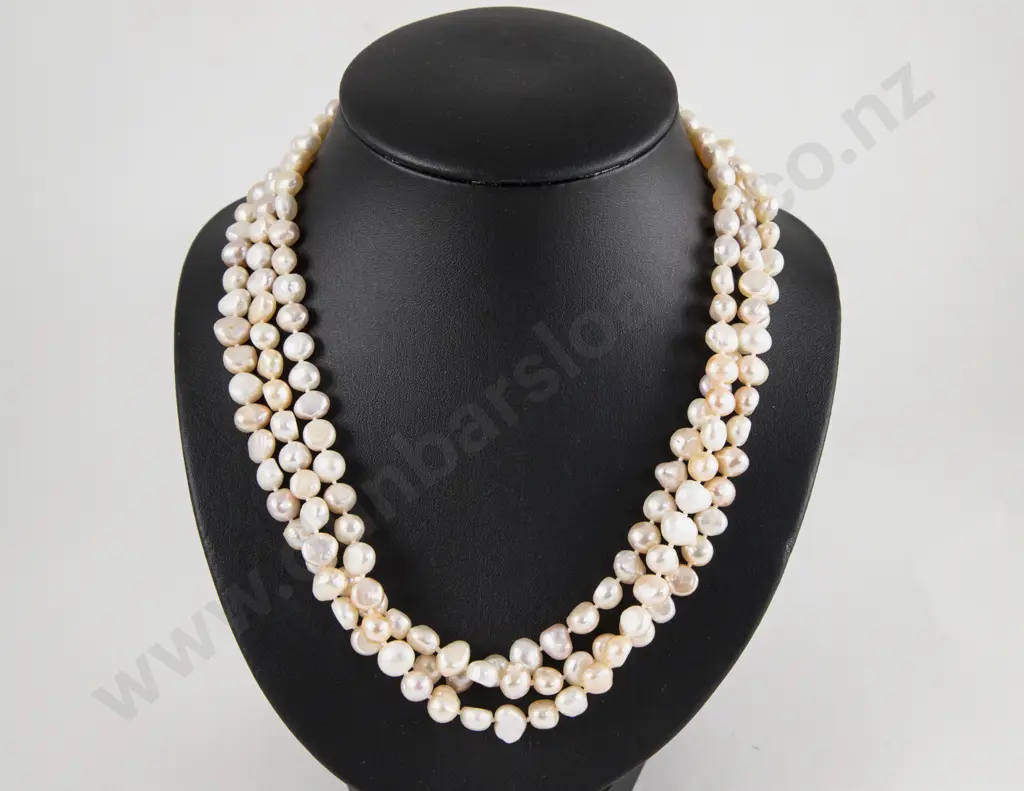 Single Strand Fresh Water Pearl Opera Length Necklace Image 1++