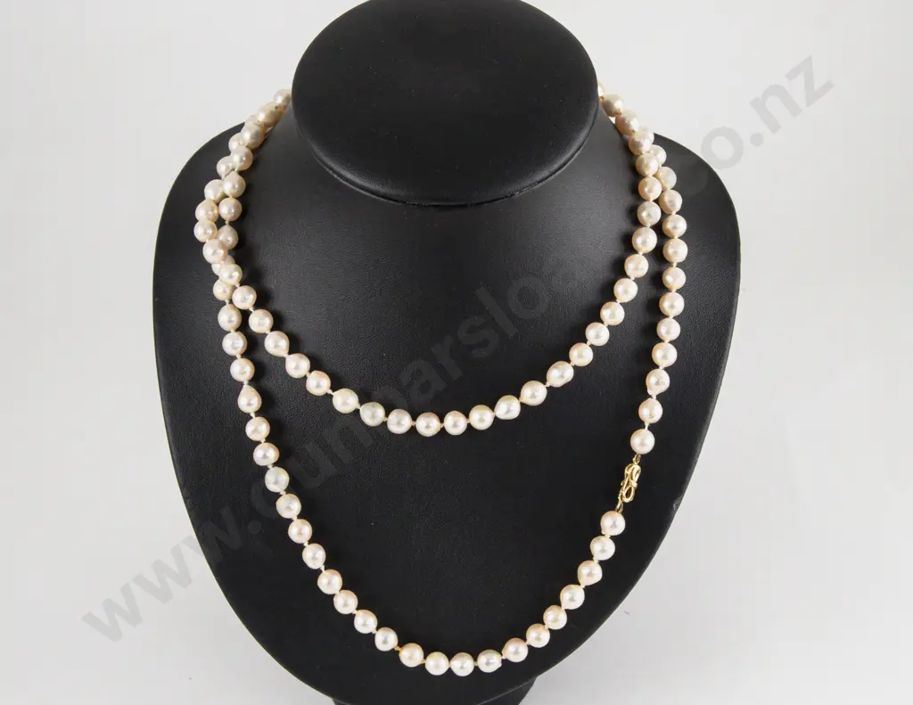 Single Strand Fresh Water Pearl Opera Length Necklace Image 1++