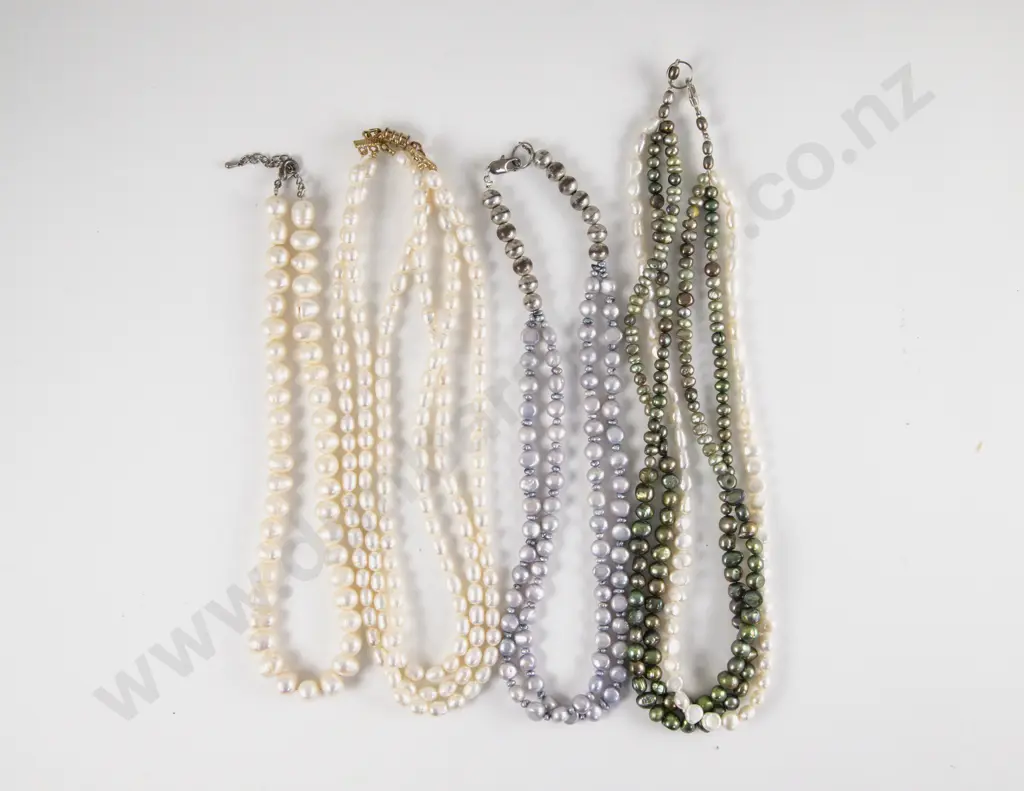 Four Various Freshwater Pearl Necklaces Image 1++