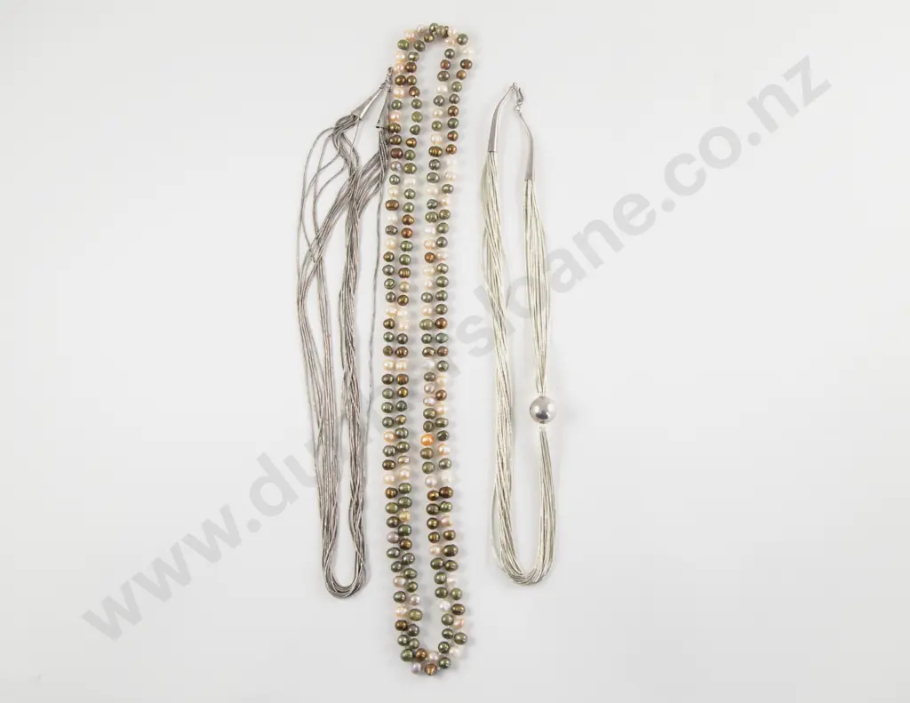 Two S/S Fancy Multi Strand Necklaces Image 1++