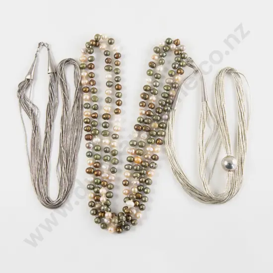 Two S/S Fancy Multi Strand Necklaces
