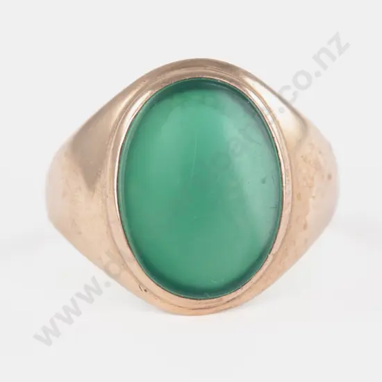 9ct Single Chrysoprase Signet Ring