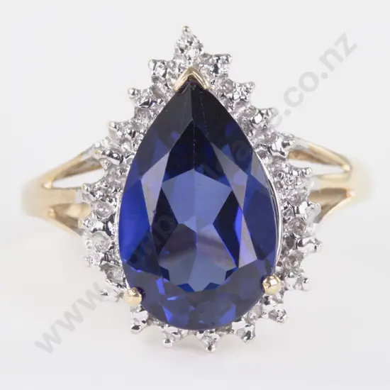 9ct Single Stone Blue Zircon Dress Ring