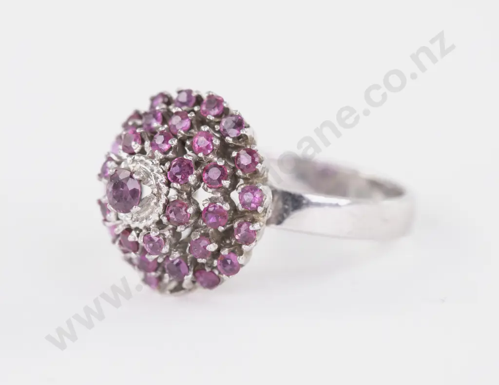 9ct White Gold 36Stone Garnet Cluster Ring Image 1++