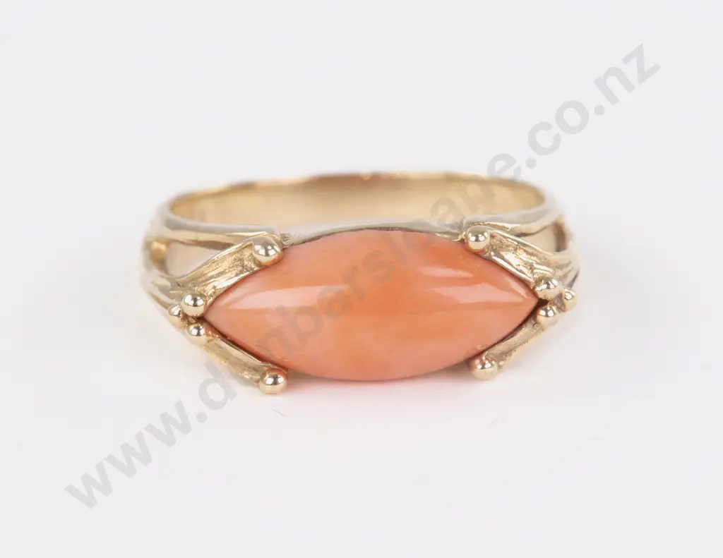 10ct Single Stone Coral Ring Image 1++