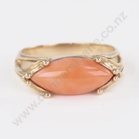 10ct Single Stone Coral Ring