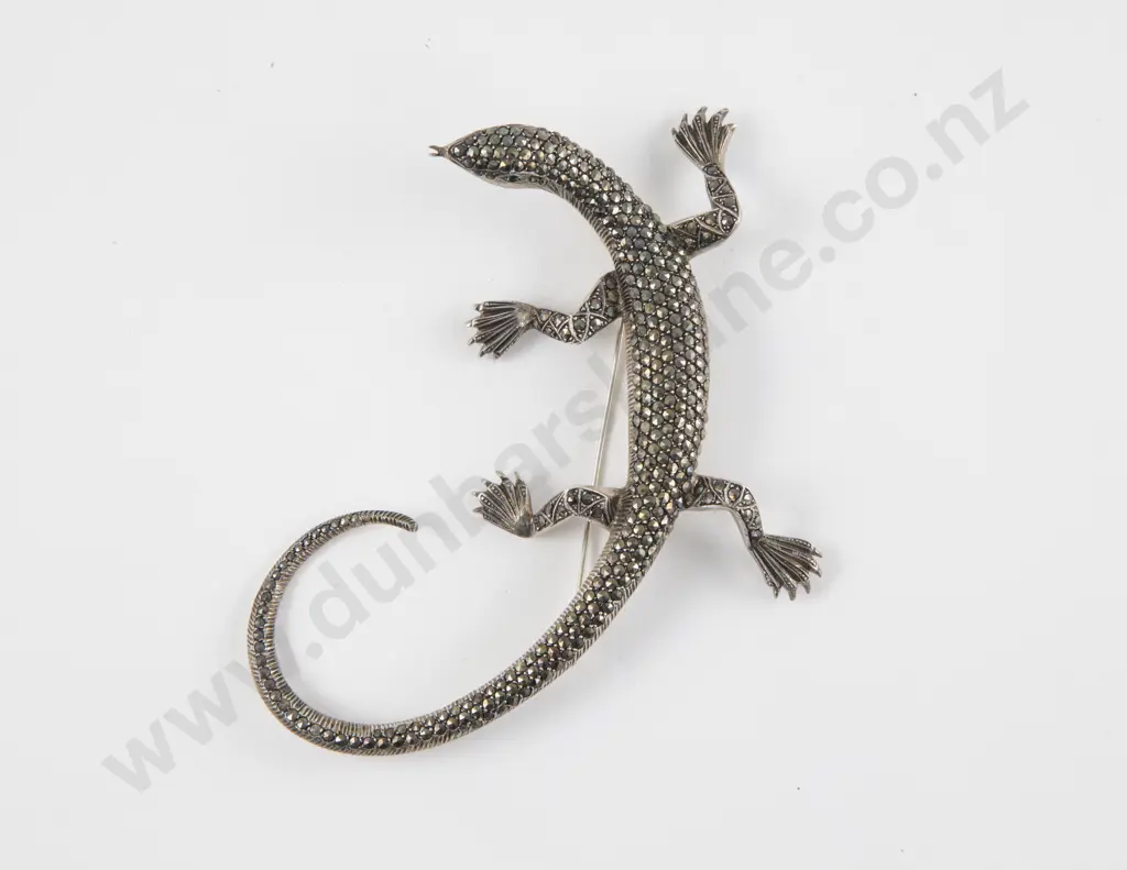 S/S and Marcasite Large Lizard Brooch Image 1++