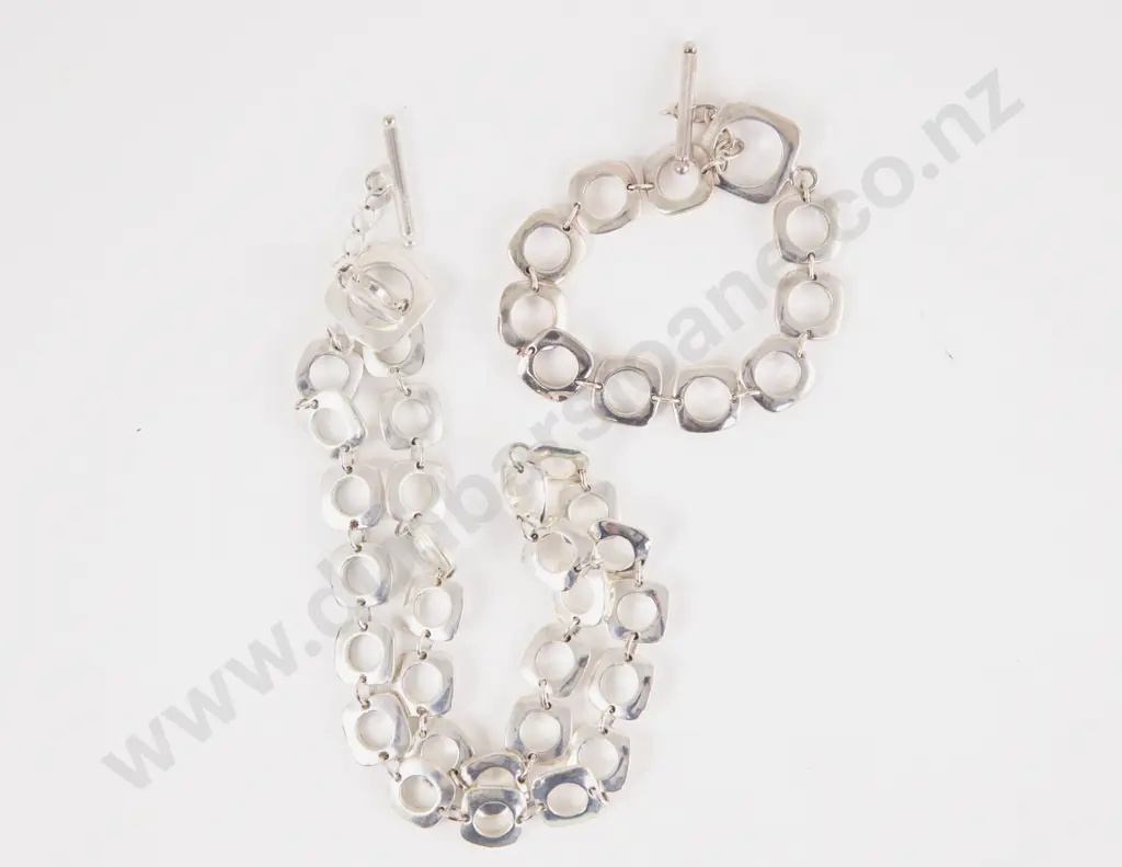 Tiffany & Co S/S Fancy Link Necklace and Bracelet Set Image 1++