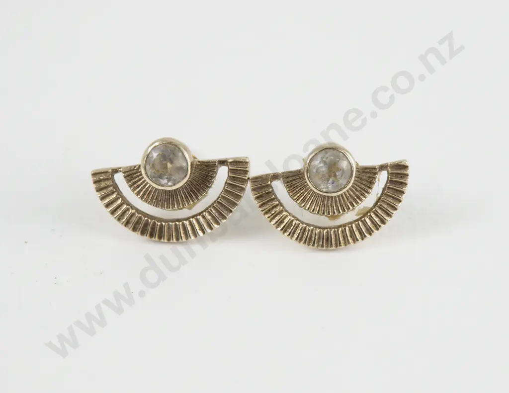 Zoe and Morgan Gold Plated Zircon Golden Hour Stud Earrings Image 1++
