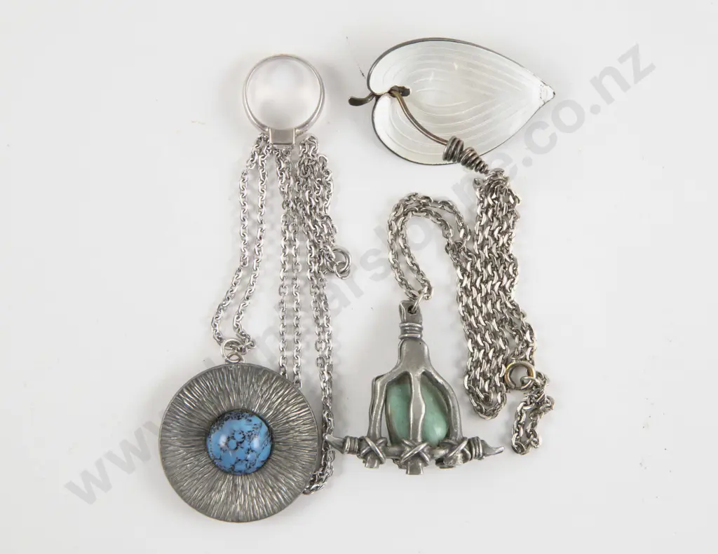 Two Jorgen Jensen Pewter Necklaces Image 1++