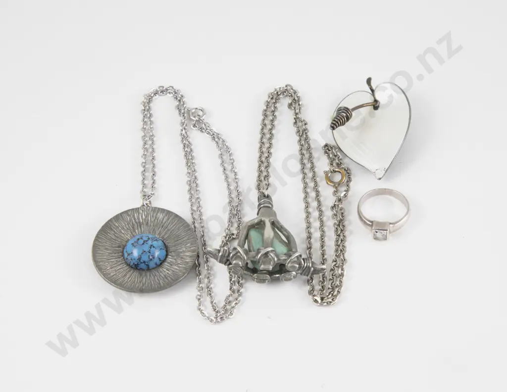 Two Jorgen Jensen Pewter Necklaces Image 1++