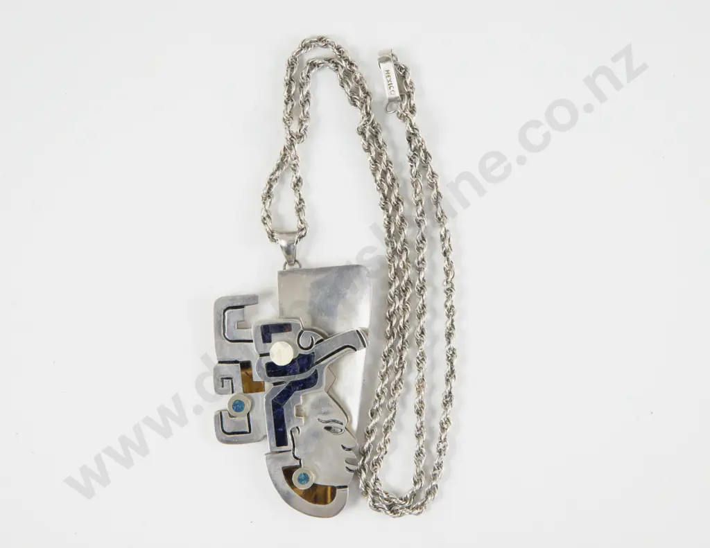 Mexican .925 Silver Face Pendant Image 1++