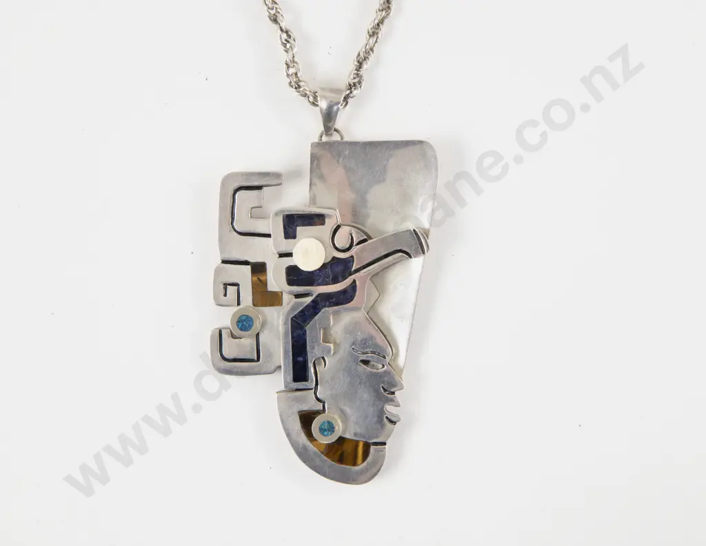 Mexican .925 Silver Face Pendant Image 1++