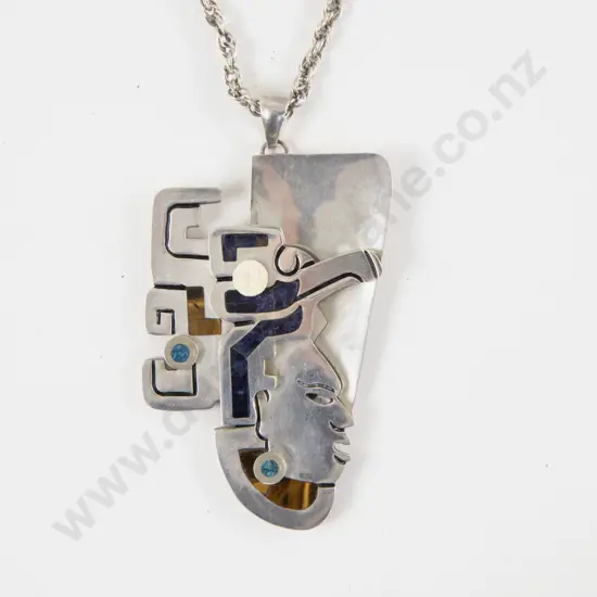 Mexican .925 Silver Face Pendant
