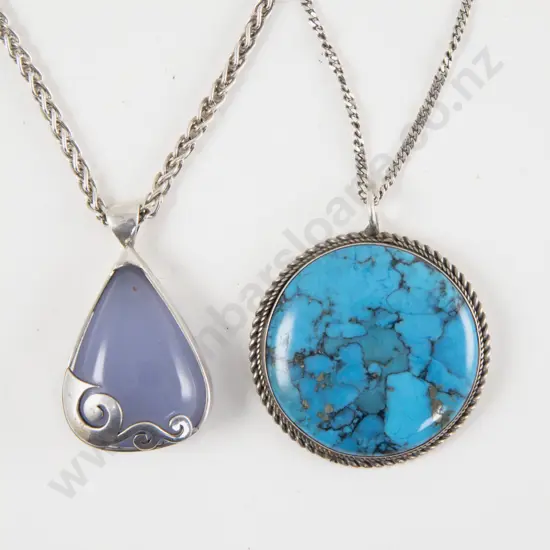 S/S Single Purple Chalcedony Pendant