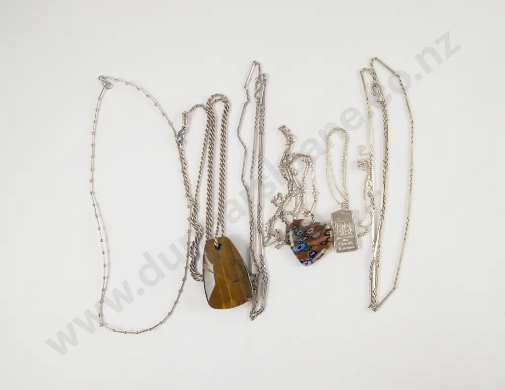 Collection of Six S/S Neck Chains and Three Pendant Image 1++