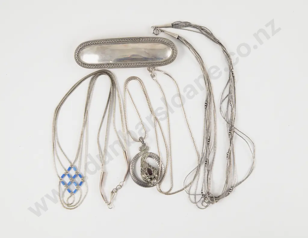Two S/S Multi Strand Necklaces with Pendant and Hair Clip Image 1++