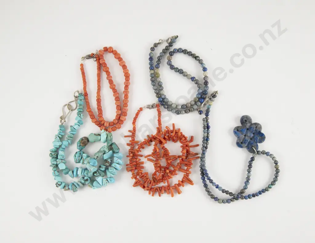 Five Single Strand Beaded Necklaces Image 1++