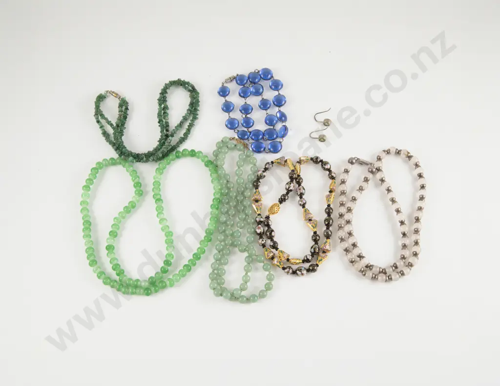 Six Various Beaded Necklaces and Pair Earrings Image 1++