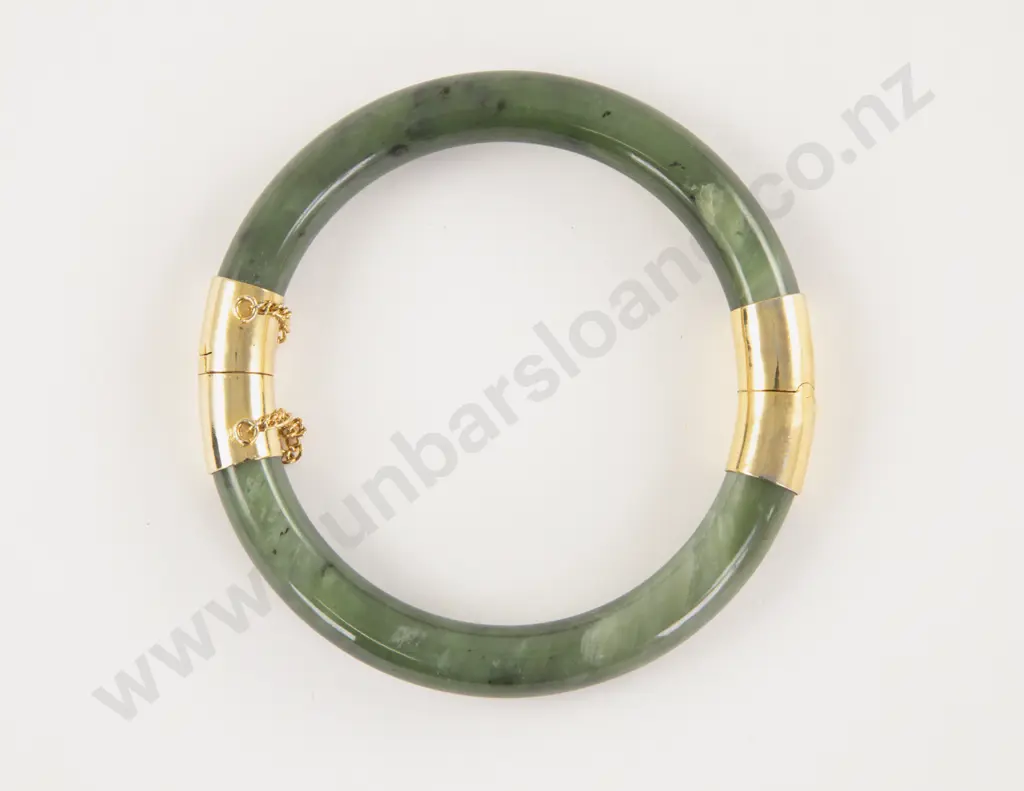 Jade Hinged Snap Bangle Image 1++