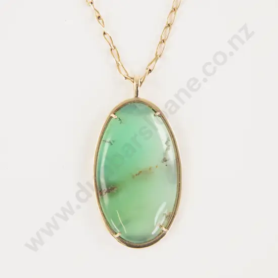 9ct Framed Green Chrysoprase Pendant