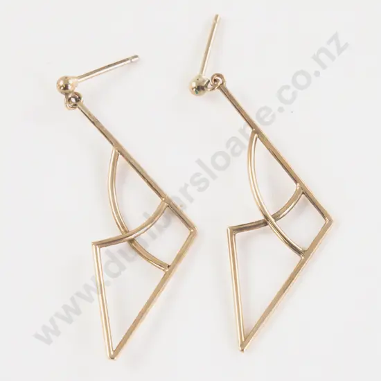 Pair 9ct Pendant Drop Earrings