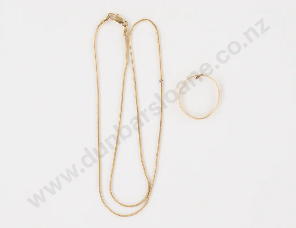 18ct Plain Band Ring and 9ct Fancy Link Neck Chain Image 1++