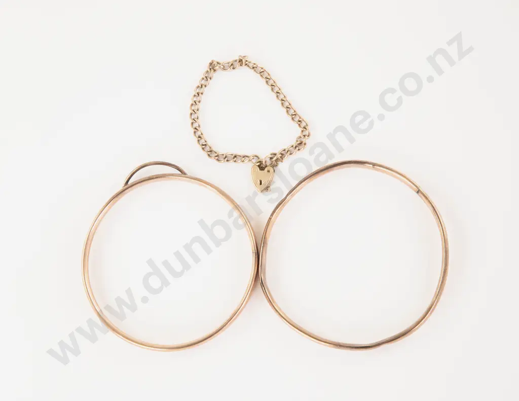 Two 9ct on Sterling Silver Bangles Image 1++