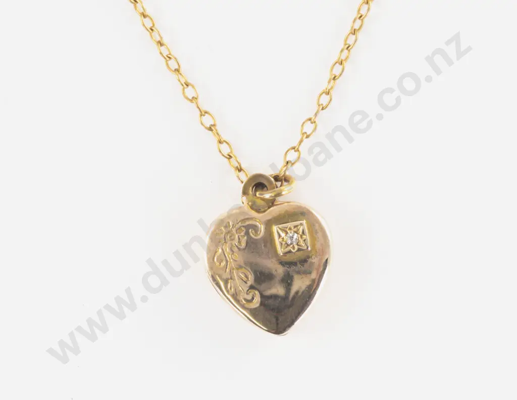 9ct Single Diamond Heart Locket Pendant Image 1++