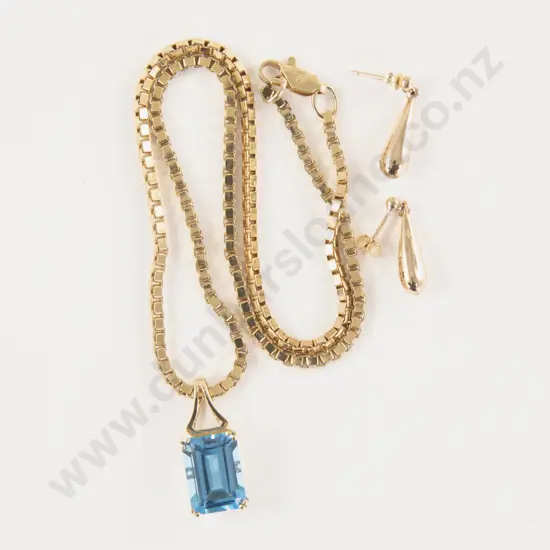 9ct Single Topaz Pendant