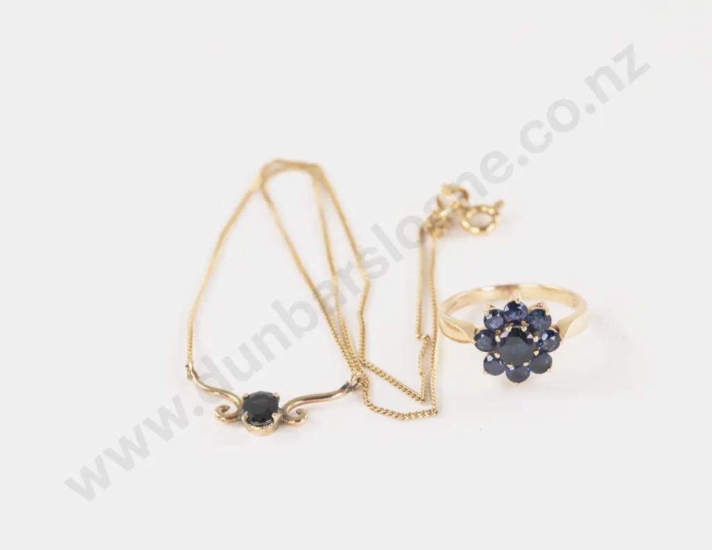 9ct Nine Stone Sapphire Floret Cluster Ring Image 1++