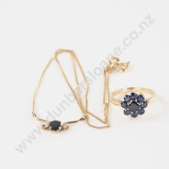 9ct Nine Stone Sapphire Floret Cluster Ring