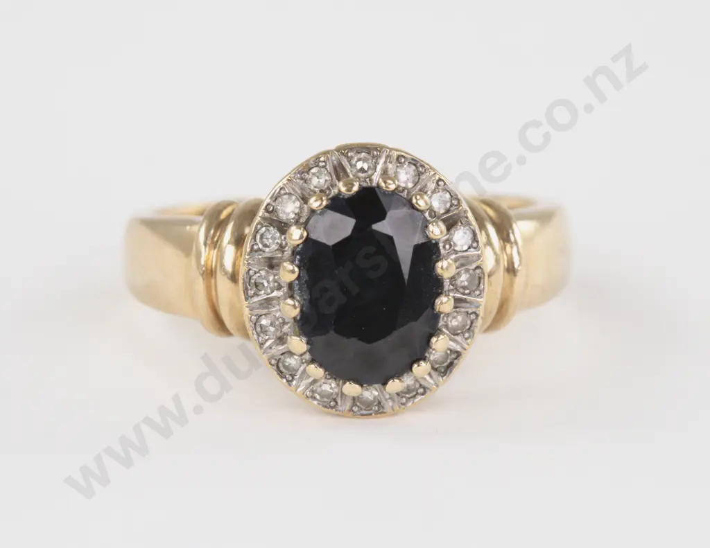 9ct 17Stone Sapphire and Diamond Cluster Ring Image 1++