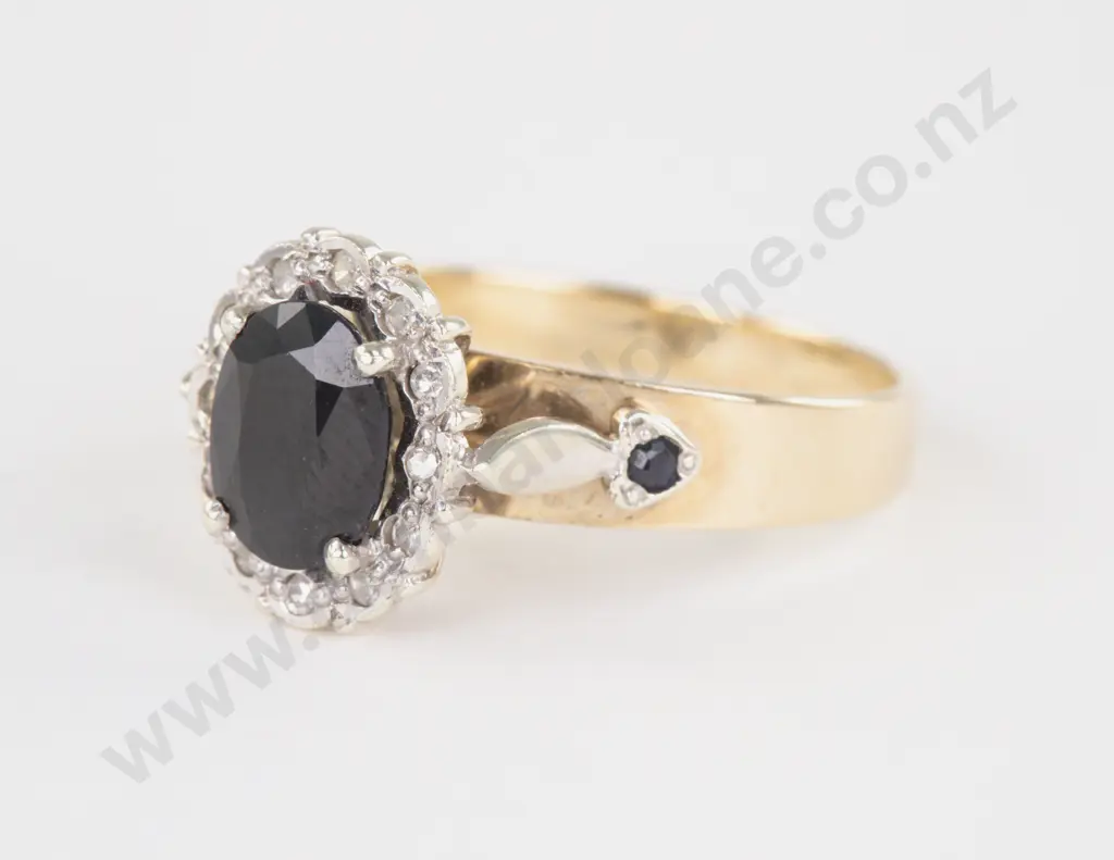 9ct 15Stone Sapphire and Diamond Cluster Ring Image 1++