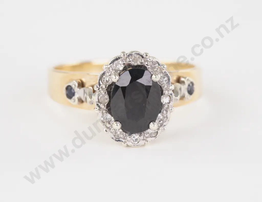 9ct 15Stone Sapphire and Diamond Cluster Ring Image 1++