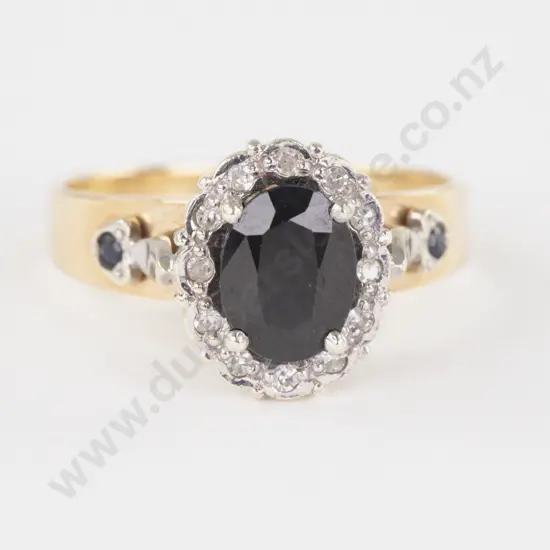 9ct 15Stone Sapphire and Diamond Cluster Ring