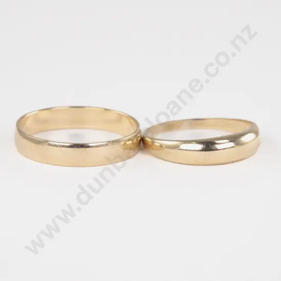 Two 9ct Plain Band Rings