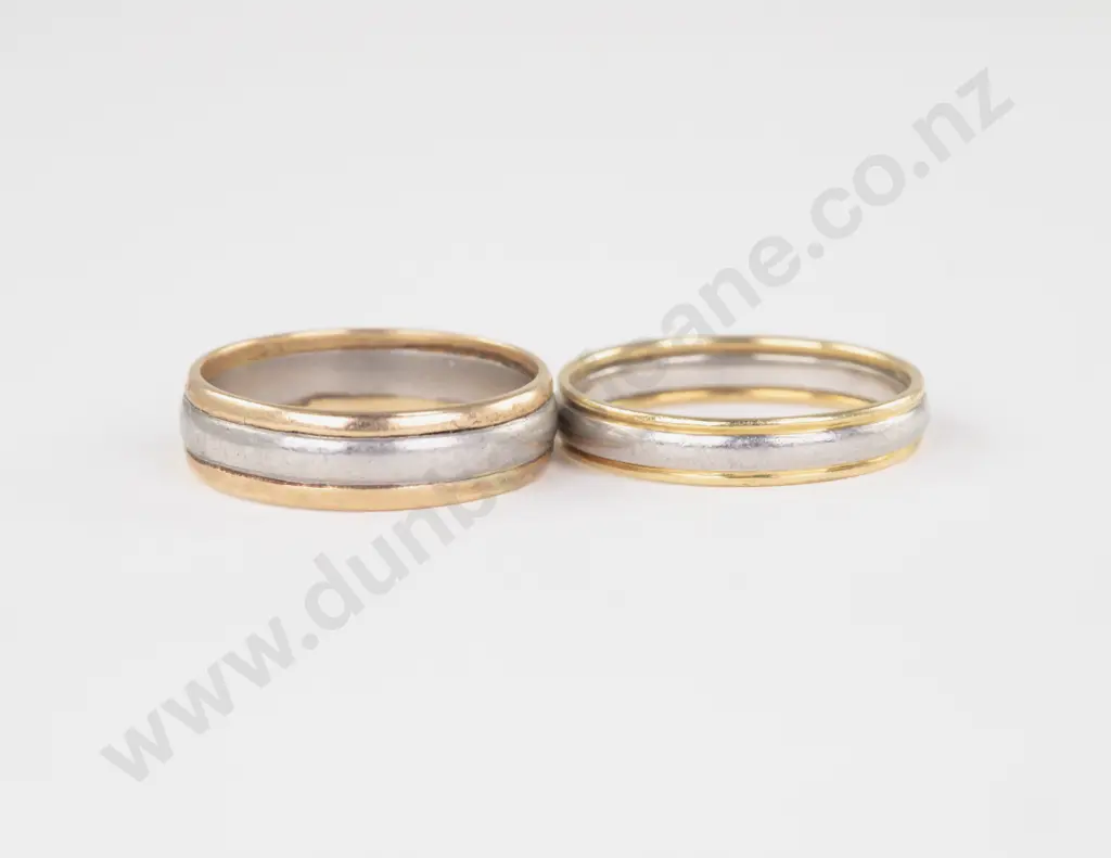 Two 14ct and Platinum Band Rings Image 1++