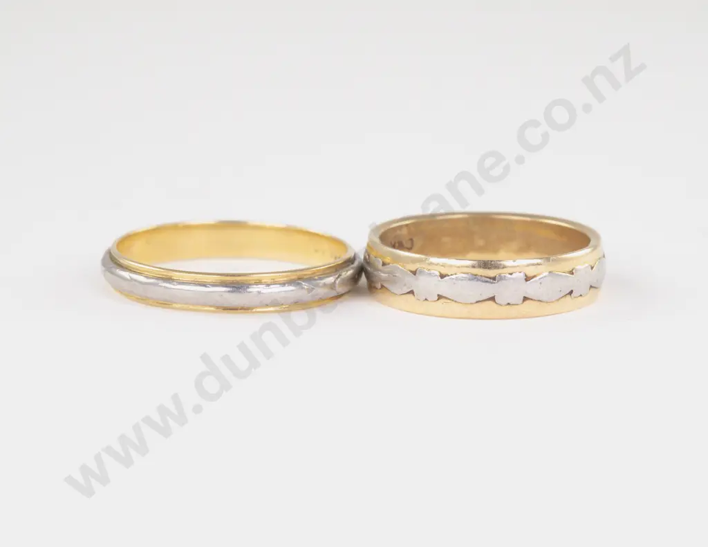 Two 18ct and Platinum Band Rings Image 1++